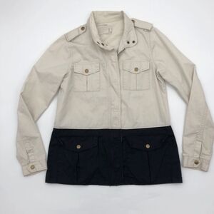 Life in Progress Cream and Black Utility Jacket Size Large